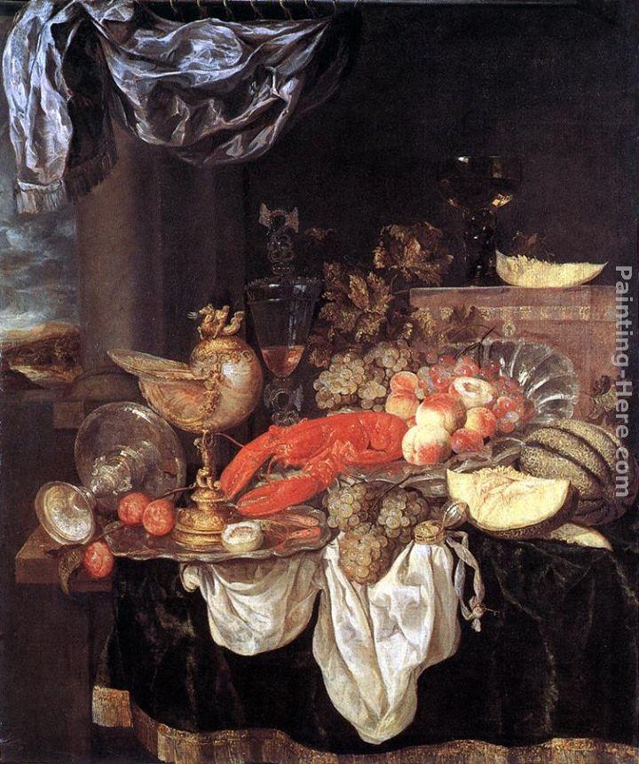 Abraham van Beyeren Large Still-life with Lobster